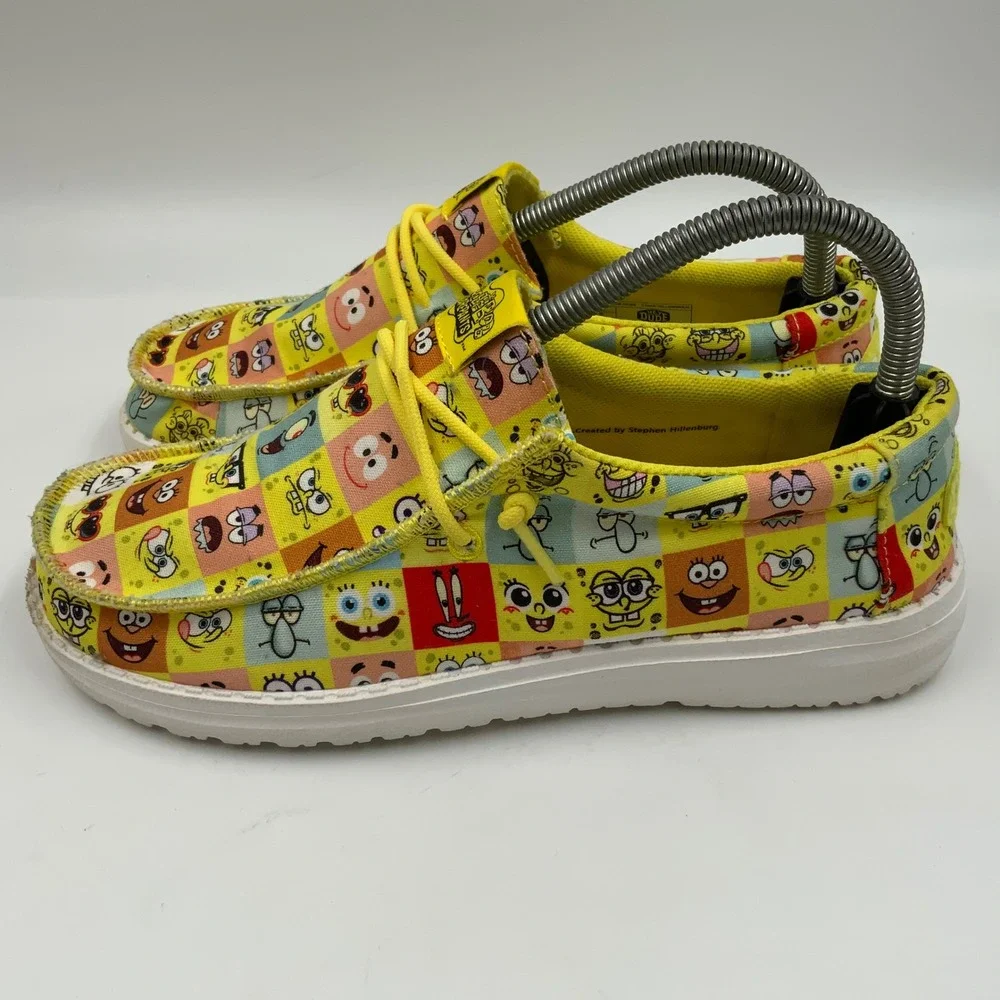 Hey Dude Wally Y SpongeBob Faces Kids Shoes J6 Cyber Yellow Multi 42899-77K